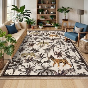 Indoor Modern Area Rugs Animals Pattern Abstract Low Pile Carpets for Living Room Bedroom Indoor Washable Non Slip Soft Floor Carpet - 1 of 4