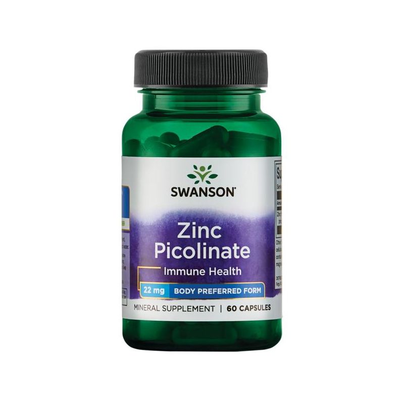 Swanson Mineral Supplements Zinc Picolinate - Body Preferred Form 22 mg Capsule 60ct, 1 of 7