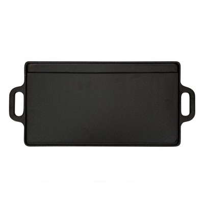 Large Black Cast Iron Reversible Griddle with Handles