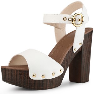Perphy Women's Platform Buckle Ankle Strap Chunky High Heels Sandals - 1 of 3