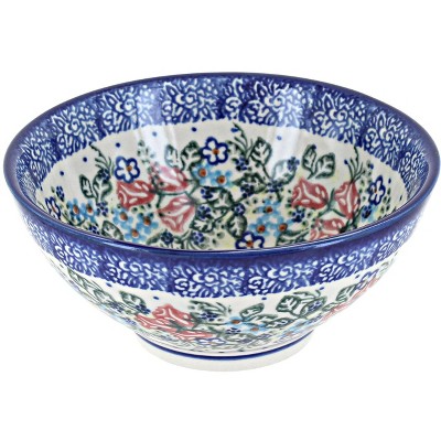 Blue Rose Polish Pottery Rosebud Rice Bowl