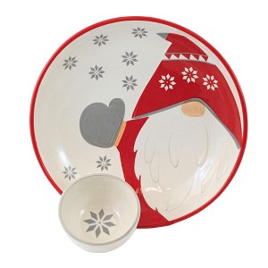 Tabletop 2.25" Gnome W/ Snowball Chip&Dip Set Food Chips Dishes Transpac  -  Serving Platters - 1 of 3