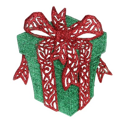 Kurt S. Adler 8" Green and Red Wrapped Present With a Bow Christmas Ornament