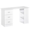 HOMCOM 47" Modern Home Office Computer Desk Bookcase Combo Writing Table Workstation with 3 Drawer and Storage Shelf - White - 4 of 4