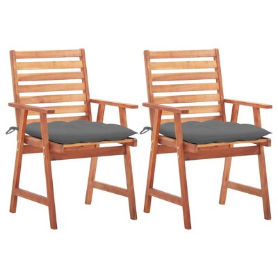 vidaXL Patio Dining Chairs 2 pcs with Cushions Solid Acacia Wood