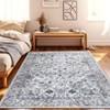 Machine Washable Vintage Floral Printed Area Rug Low Pile Stain Resistant Non Slip Non Shedding Pet Friendly Floor Mat - 2 of 4
