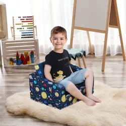 Qaba Kids Fold-Out Couch/Chair Lounger with Space-Themed Washable Fabric & Removable Cushion for 3-6 Years Old