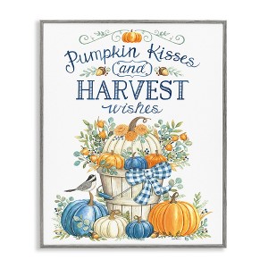 Stupell Industries Harvest Wishes Pumpkins Black Framed Giclee Art - 1 of 4