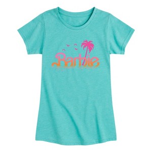 Girls' - Barbie - Sunset and Palm Trees Fitted Short Sleeve Graphic T-Shirt - 1 of 3