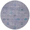 Lavender And Teal Blue Floral Washable Indoor Outdoor Area Rug - 4 of 4