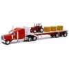 Peterbilt 389 Flatbed Truck Red with Farm Tractor Red and Hay Bales "Long Haul Trucker" Series 1/32 Diecast Model by New Ray - 2 of 4