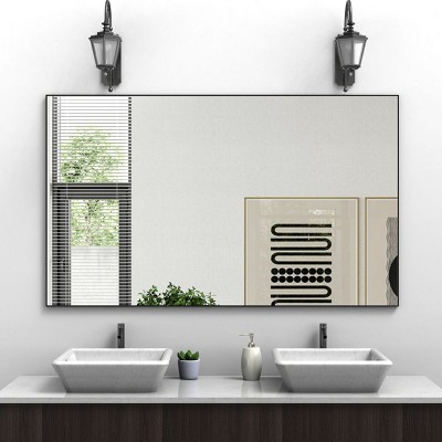 Oversized Rectangle Bathroom Mirror with Frame Decorative Large Wall Mirrors,Vertical or Horizontal Wall Mounted mirror with Aluminum-The Pop Home