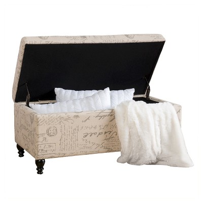 Luke Fabric Storage Ottoman Bench Beige - Christopher Knight Home