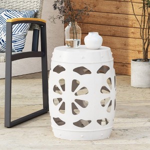 PAGED Modern Round Outdoor Side Table,16.54 inch Iron Patio End Tables for Backyard,Pool, Indoor Companion,Durable and Stable - 1 of 4
