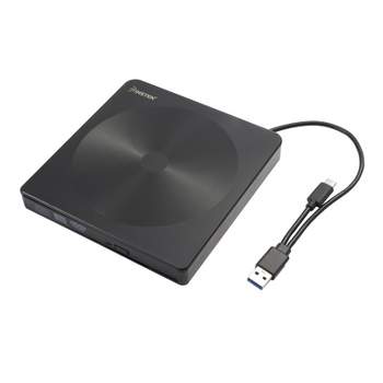 Insten Portable Slim External DVD Optical Drive with USB 3.0/C, CD +/- RW Writer, Player & Burner for HP Laptop Desktop PC Windows MacBook Air/Pro