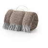 HomeRoots 55" X 70" Chocolate And Gray Cotton Blend Woven Checkered Plush Throw Blanket with Fringe - 4 of 4