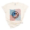 S.W.Smiley Checkered Patriotic Smiley Face - Women's Garment Dyed Graphic T-Shirt - 2 of 4