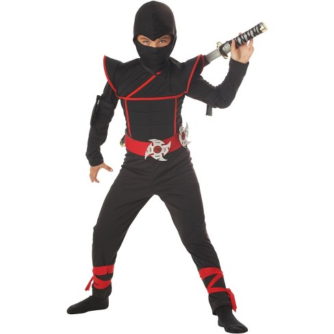 Men Ninja Warrior Master Costume Black Outfit Halloween