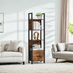 Industrial Style Ladder Shelf, 4-Tier Bookshelf with Steel Frame, Storage Rack Elevate Your Home Decor with the 4-Tier Ladder Shelf - 1 of 4