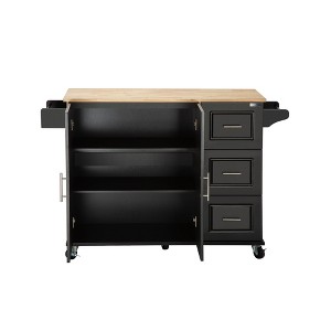 NicBex Kitchen Island with Drop Leaf Rolling Kitchen Island with 3 Drawers, a Storage Cabinet, and 5 wheels - 1 of 4