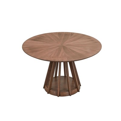NicBex 47.24" Modern Round Dining Table,Kitchen Table with MDF Table Top and Sturdy Pedestal for 4 Seaters,Black/Walnut