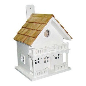 Home Bazaar 10" Chalet Wood Bird House White - 1 of 3