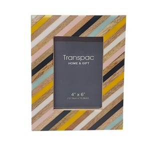 Transpac Wood 8.5 in. Striped Pattern Frame 6x4 Opening - 1 of 2