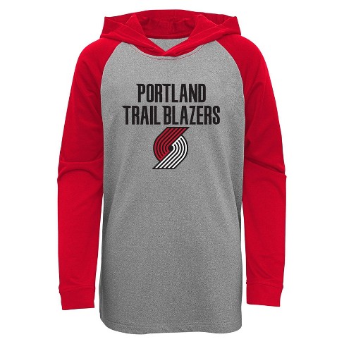 NBA Portland Trail Blazers Youth Gray Long Sleeve Light Weight Hooded Sweatshirt XS