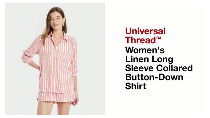 Women's Linen Long Sleeve Collared Button-Down Shirt - Universal Thread™, 2 of 12, play video