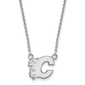 Black Bow Jewelry Sterling Silver Calgary Flames NHL Necklace 18 Inch - 1 of 4