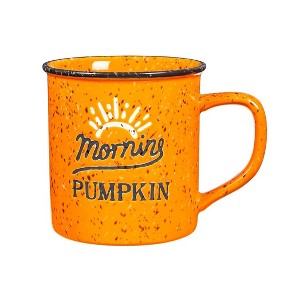 Evergreen Ceramic Cup, 12 OZ, "Morning Pumpkin" - 1 of 2