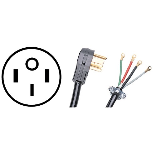 Certified Appliance Accessories® 4-wire Eyelet 50-amp Range Cord With 3  Longer Ground Wire, 4ft : Target