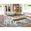 HomeStock 6-Piece Rectangle Wire Brushed Linen White Finish Solid Wood Top Dining Table with 1-Bench, 4-Chairs - 2 of 4