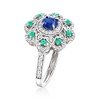 Ross-Simons 0.60 Carat Sapphire, .10 ct. t.w. Emerald and .41 ct. t.w. Diamond Ring in Sterling Silver - 3 of 4