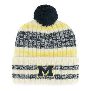 NCAA Michigan Wolverines Cream Knit Pom Beanie - 1 of 2
