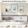 ORRD White 2-Tier Farmhouse Storage Bench with Padded Seat, 2 Barn Doors & Adjustable Shelves, 39.4" Entryway Shoe Bench - 3 of 4
