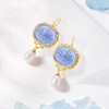 Ross-Simons Italian Cultured Pearl and Blue Venetian Glass Intaglio Drop Earrings in 18kt Gold Over Sterling - 3 of 4