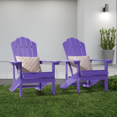 Sonkuki 2-Pack Faux Wood Adirondack Chair with High Back and Wide Seat