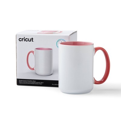 Miami Beveled Ceramic Mug Blank with Pink Handle