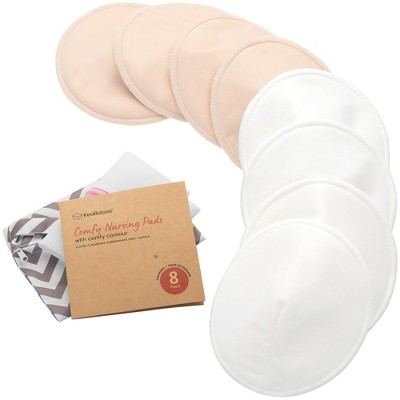 KeaBabies 8pk Organic Nursing Pads, Washable Breast Pads + Wash Bag, Reusable Nipple Pads