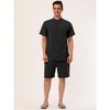 Lars Amadeus Men's Linen Band Collar Button Down Short Sleeves Shirt Shorts Set 2 Pieces - 3 of 4
