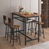 KTMBDW 5 Piece Dining Table Set,43.3" Industrial Pub Table Set, Counter Height Kitchen Table with Bar Stools Set of 5 for Small Space,Apartment - 3 of 4