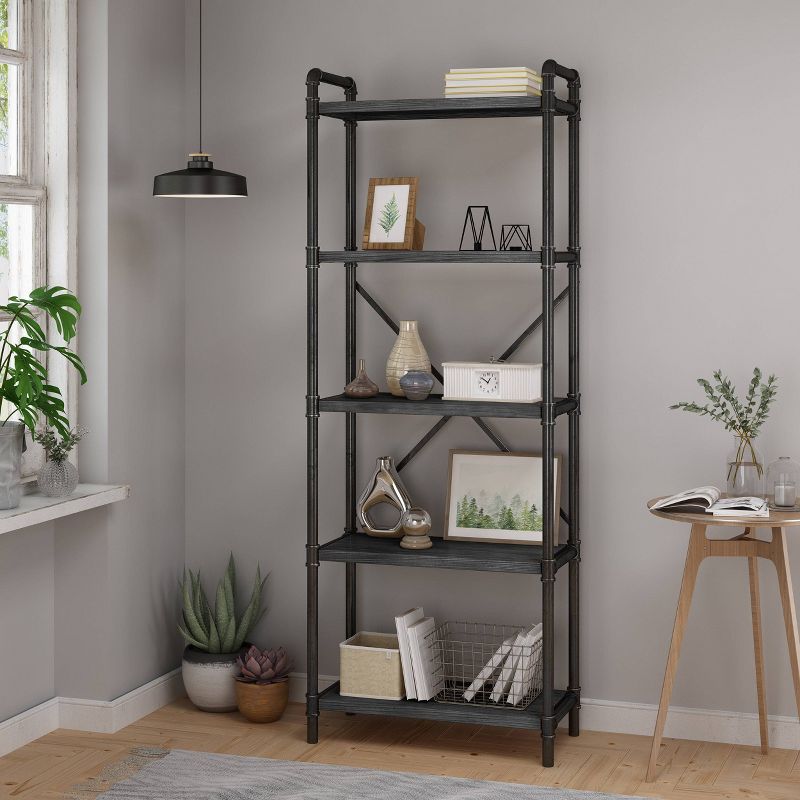 71&#34; Driscoe Industrial 5 Shelf Firwood Bookcase Gray/Pewter - Christopher Knight Home, 3 of 9