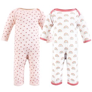 Hudson Baby Infant Girl Thermal Coveralls 2pk, Creative Rainbows - 1 of 4