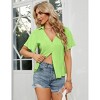 Clearlove Women's Pleated Short Sleeve Cardigan Lightweight Knit Open Front Cover Up with Draped Details - 2 of 4