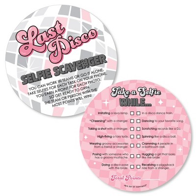 Big Dot of Happiness Last Disco - Selfie Scavenger Hunt - Bachelorette Party Game - Set of 12