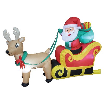 Morris Costumes Inflatable Santa On Sleigh Led Lighted Yard Decoration ...