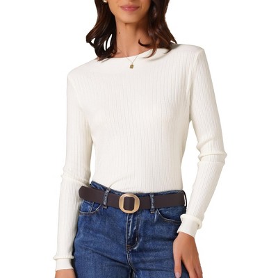 INSPIRE CHIC Women's Crew Neck Long Sleeve Casual Knit Casual Sweaters