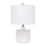 19" Contemporary Bohemian Ceramic Eyelet Pattern Floral Textured Bedside Table Lamp with Fabric Shade Off-White - Lalia Home