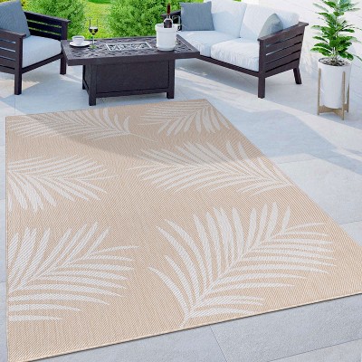 Natural Floral Palm Leaves Flat Weave Indoor/Outdoor Rug 5' x 7'